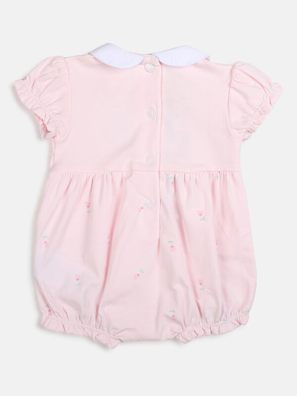 Girls Light Pink Short Sleeve Knitted Romper image number null